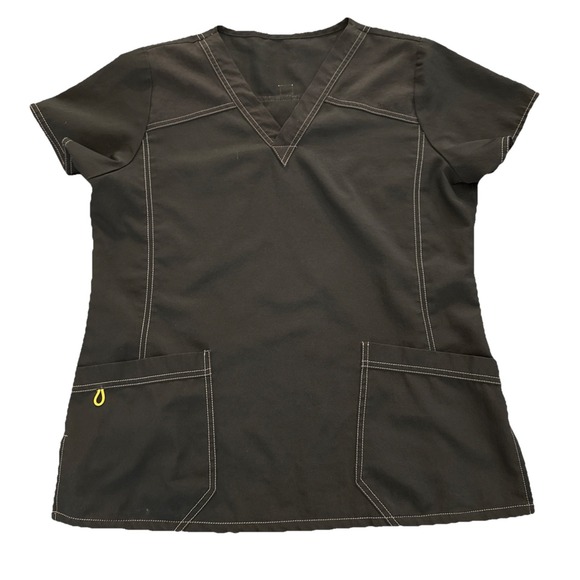 WonderWink Scrub Top Women's  Medium Large Black Originals‎ Bravo V-Neck - Picture 1 of 7